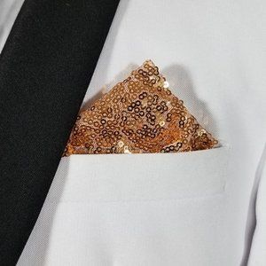 Men's Sequin Pre-Folded Pocket Square Insert - Rose Gold
